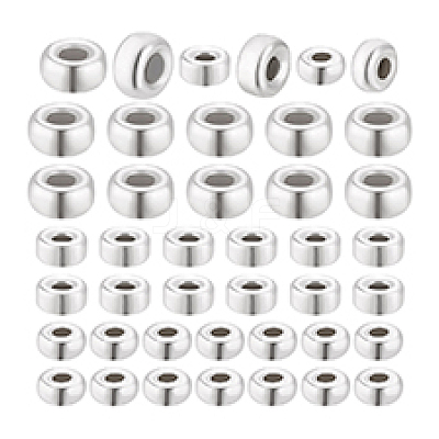 60Pcs Rondelle 925 Sterling Silver Spacer Beads STER-PH0003-08-1