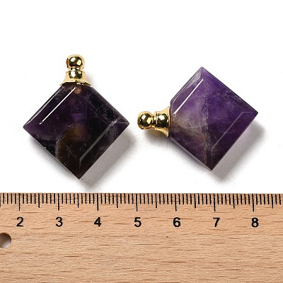 Natural Amethyst Perfume Bottle Pendants G-Z039-05G-06-1