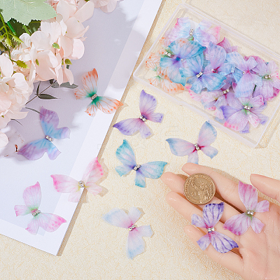100Pcs 10 Colors Gradient Color Double Layer Fibre Tulle Ornament Accessories FIND-SC0005-79-1
