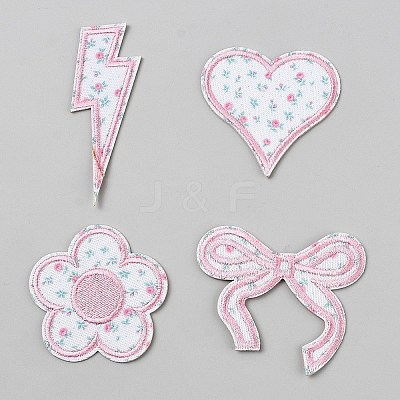 4Pcs Polyester Flower Pattern Embroidery Self-adhesive Patches PATC-TAC0011-07B-1