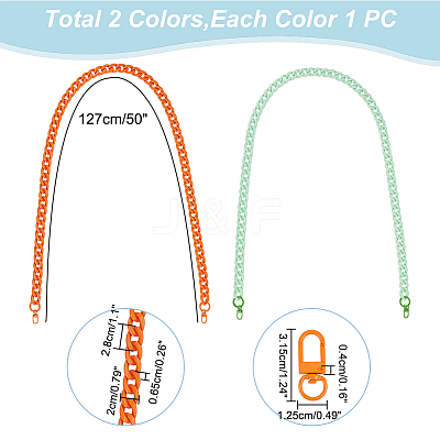 2Pcs 2 Colors Acrylic Curban Chain Bag Straps FIND-WR0008-64-1