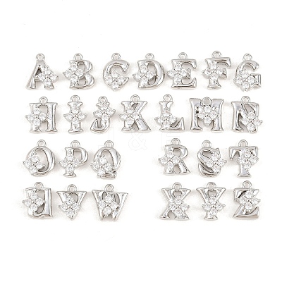 26Pcs Brass Micro Pave Clear Cubic Zirconia Charms KK-Z151-18P-1