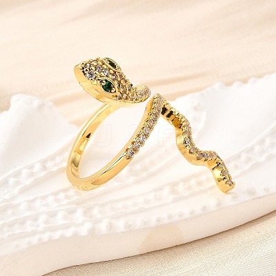 Brass Micro Pave Cubic Zirconia Cuff Rings RJEW-D308-03G-B-1