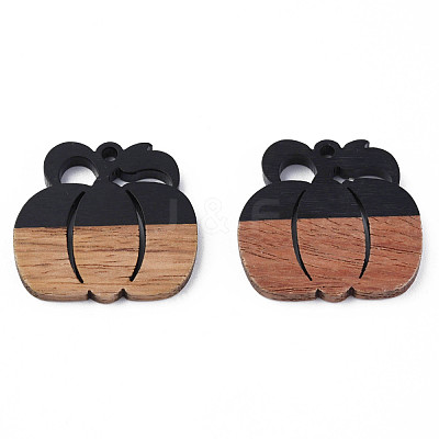 Autumn Theme Resin & Walnut Wood Pendants RESI-N025-027-B02-1