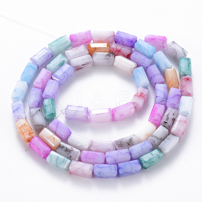 Opaque Baking Paint Crackle Glass Beads Strands X-EGLA-T008-18I-1