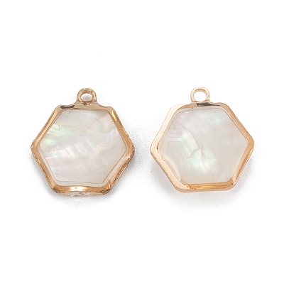 Natural White Shell Pendants KK-K252-05G-01-1