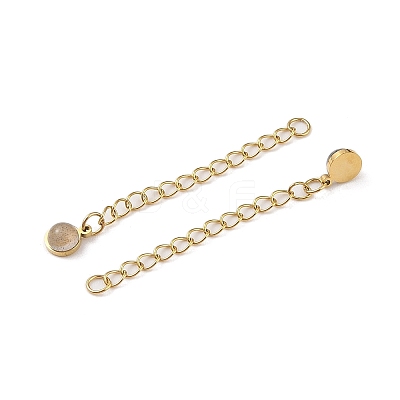Ion Plating(IP) 316 Surgical Stainless Steel Curb Chain Extender with Natural Labradorite Round Charm High Polished STAS-A097-01G-11-1