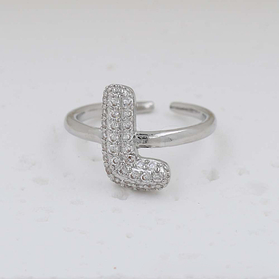 Brass Micro Pave Clear Cubic Zirconia Cuff Rings FS-WG17FF6-12-1