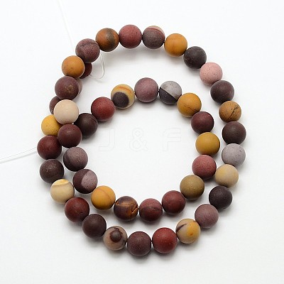 Natural Mookaite Frosted Round Bead Strands G-O039-04-8mm-1