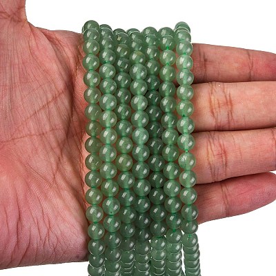 Natural Green Aventurine Round Bead Strands G-P070-37-6mm-1