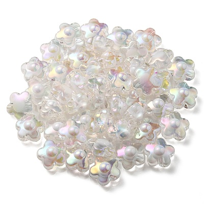UV Plating Rainbow Iridescent Transparent Acrylic Beads OACR-C007-03A-1