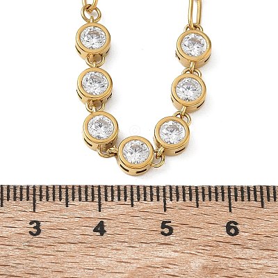 304 Stainless Steel Micro Pave Cubic Zirconia Paperclip Chains Necklaces for Women SA-CBA4051-12G-1
