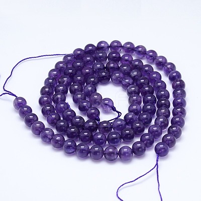 Round Natural Amethyst Bead Strands G-L446-12-1