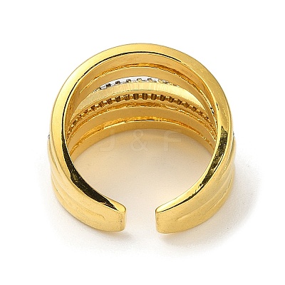 Rack Plating Brass Micro Pave Cubic Zirconia Cuff Finger Rings for Women RJEW-C114-16D-G-1