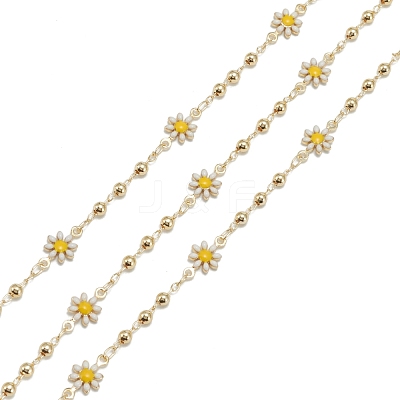 Handmade Golden Brass Enamel Link Chains CHC-K011-20G-1