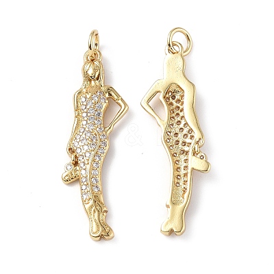Brass Micro Pave Cubic Zirconia Pendants KK-E068-VF282-1