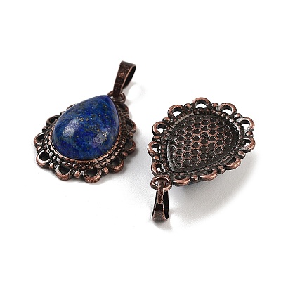 Dyed Natural Lapis Lazuli Teardrop Pendants G-K363-01R-04-1
