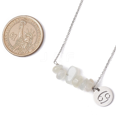 Natural White Moonstone Chip & Constellation Pendant Necklaces NJEW-JN05084-04-1