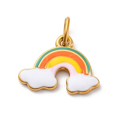 304 Stainless Steel Enamel Pendants STAS-I331-05G-03-1