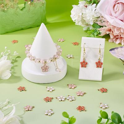 30Pcs 3 Styles Light Gold Plated Alloy Enamel Pendants ENAM-TA0003-23-1