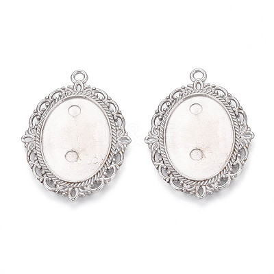 Non-Tarnish 304 Stainless Steel Pendant Cabochon Settings X-STAS-N114-02P-1