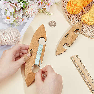 1Set Wood Knitting Looms Shuttles Set WOOD-BC0001-38D-1