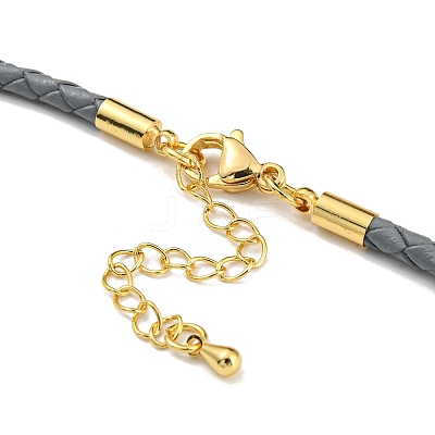 Leather Braided Cord Link Bracelets MAK-K022-01G-02-1