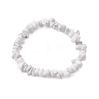 Synthetic White Howlite Chip Beaded Stretch Bracelets for Women Men BJEW-JB10652-05-1