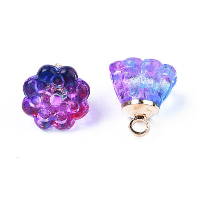 Transparent Spray Painted Glass Charms GLAA-S054-27A-1