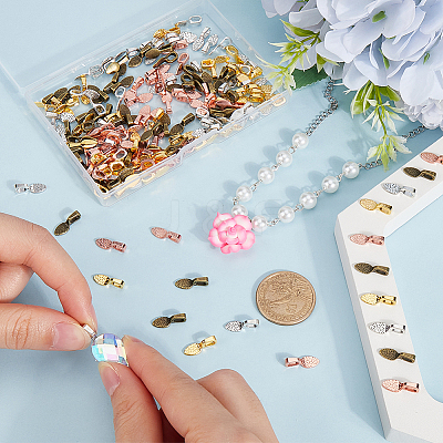 200Pcs 5 Style Alloy Glue-on Flat Pad Bails FIND-SP0001-81-1