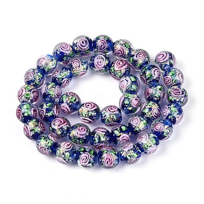 Handmade Foil Glass Beads Strands FOIL-N033-04B-1