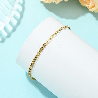 304 Stainless Steel Curb Chain & Paperclip Chain Bracelets BJEW-JB14161-01-1