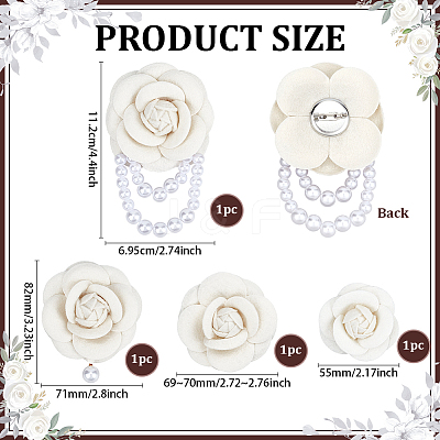 4Pcs 4 Styles Felt & Alloy Lapel Pins for Clothes JEWB-PH0001-64-1