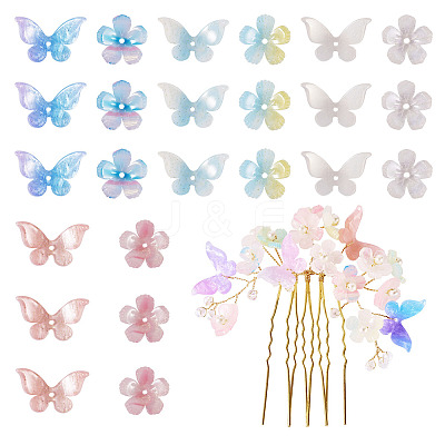 40Pcs 8 Styles Opaque & Transparent Cellulose Acetate Beads RESI-TA0003-51-1