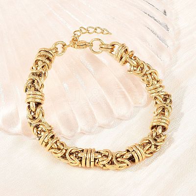 304 Stainless Steel Byzantine Chain Bracelets for Women Men BJEW-H643-09G-1