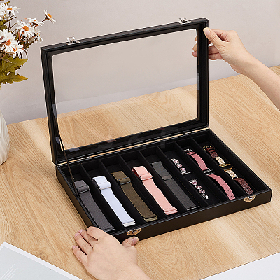 8 Grids PU Leather Jewelry Watch Band Organizer Display Boxes CON-WH0107-80-1