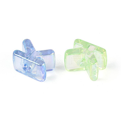 UV Plating Transparent Acrylic European Beads OACR-M027-02K-1