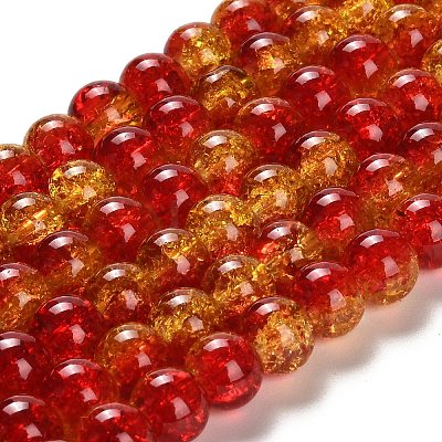 Spray Painted Crackle Glass Beads Strands X-CCG-Q002-10mm-10-1