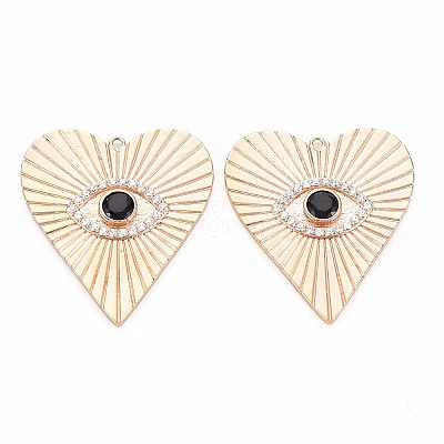 Brass Micro Pave Clear & Black Cubic Zirconia Pendants KK-S356-752-1