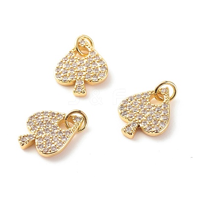 Brass Micro Pave Clear Cubic Zirconia Pendants X-ZIRC-P094-20G-RS-1