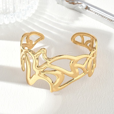 304 Stainless Steel Cuff Bangles for Women SA-CBAEBCF-01G-A-1