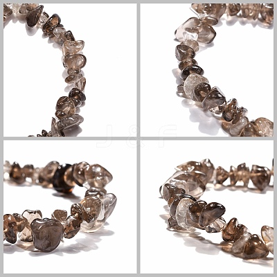 Smoky Quartz Chips Stretch Bracelets BJEW-JB01308-05-1