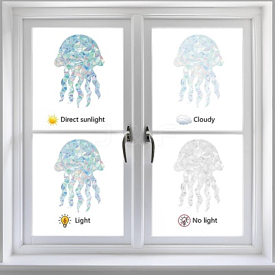 16Pcs 4 Styles Waterproof Plastic Colored Laser Stained Window Film Static Stickers DIY-WH0314-143-1