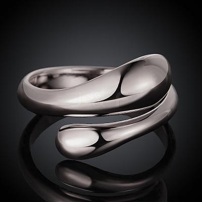 Real Platinum Plated Adjustable Brass Finger Rings for Women RJEW-BB07574-C-1