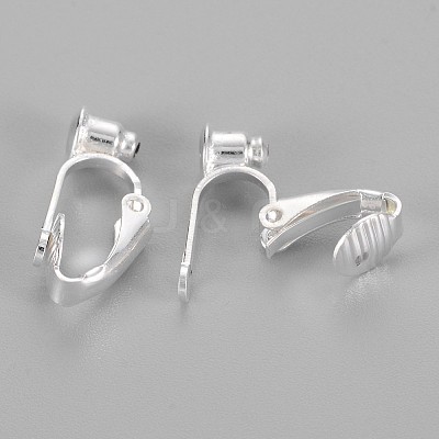 Brass Clip-on Earring Findings X-KK-Q115-S-NF-1