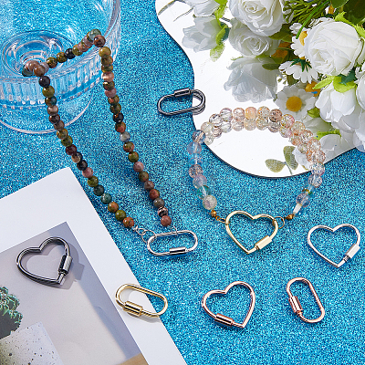 8Pcs 2 Styles 4 Colors Alloy Screw Carabiner Lock Charms FIND-DC0008-31A-1
