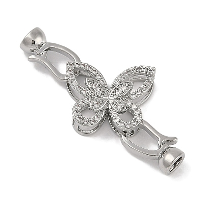 Brass Micro Pave Clear Cubic Zirconia Fold Over Clasps FIND-U017-14P-1