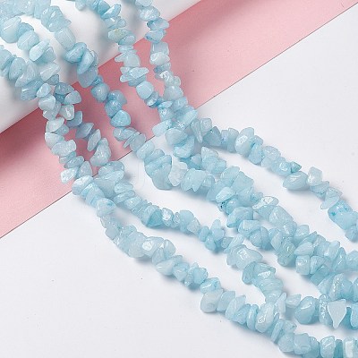 Natural White Jade Chip Beads Strands G-G905-02-1