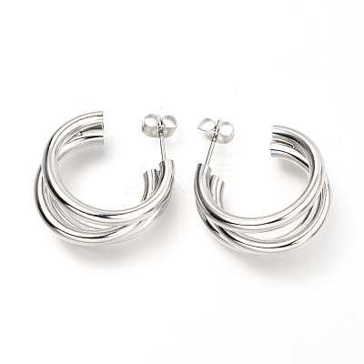 Tarnish Resistant 304 Stainless Steel Half Hoop Earrings X-EJEW-C501-18P-1