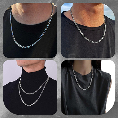 1Pc 304 Stainless Steel Cuban Link Chain Necklaces for Men Women NJEW-BM0001-08C-1